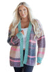 Plush Textured Knit Open Front Striped Cardigan