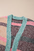 Plush Textured Knit Open Front Striped Cardigan