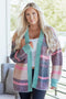 Plush Textured Knit Open Front Striped Cardigan
