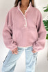Plush Textured Sherpa Fleece Snap Button Pullover