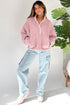 Plush Textured Sherpa Fleece Snap Button Pullover