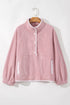 Plush Textured Sherpa Fleece Snap Button Pullover