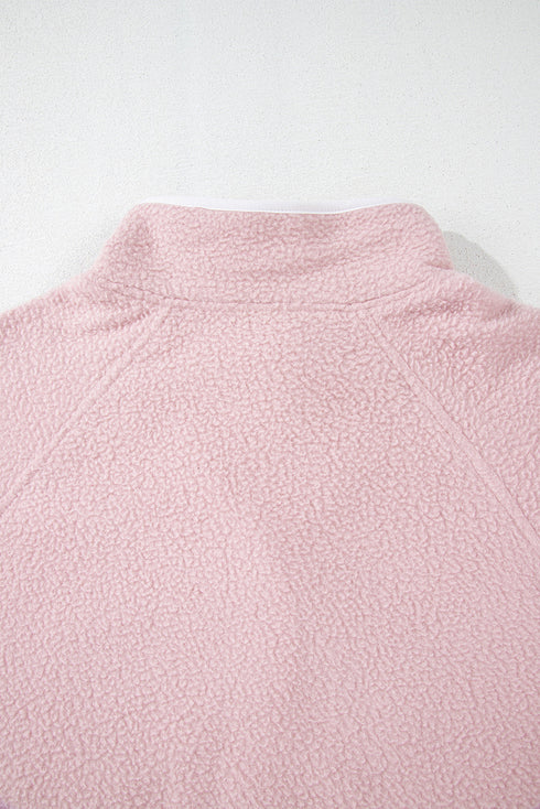 Plush Textured Sherpa Fleece Snap Button Pullover