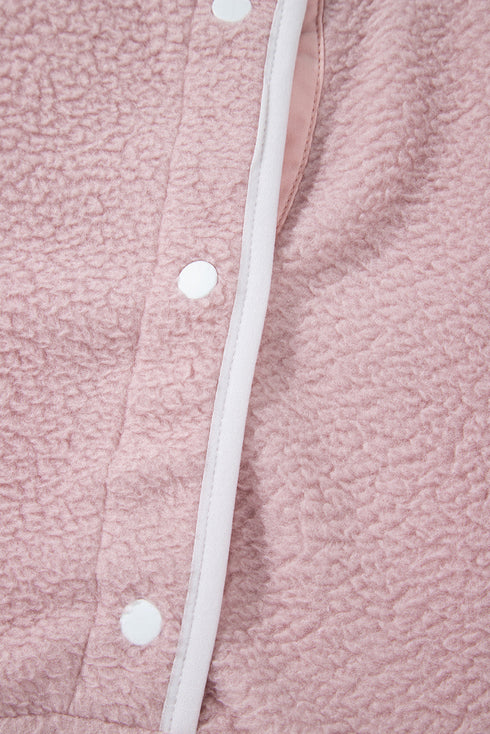Plush Textured Sherpa Fleece Snap Button Pullover
