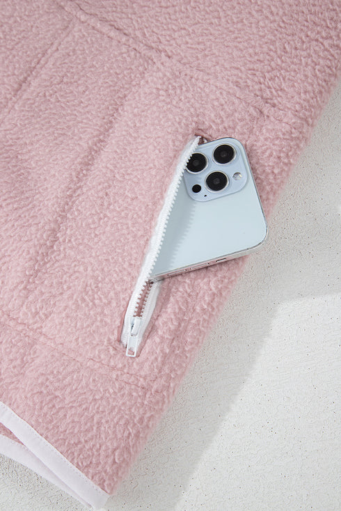 Plush Textured Sherpa Fleece Snap Button Pullover