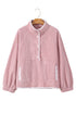 Plush Textured Sherpa Fleece Snap Button Pullover