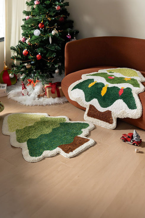 Plush Tree Shaped Faux Cashmere Non Slip Area Rug