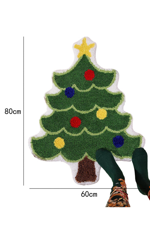 Plush Tree Shaped Faux Cashmere Non Slip Area Rug
