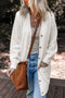 Plush V Neck Button Front Long Sleeve Pocketed Cardigan