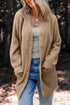 Plush V Neck Button Front Long Sleeve Pocketed Cardigan