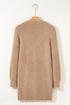 Plush V Neck Button Front Long Sleeve Pocketed Cardigan