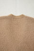 Plush V Neck Button Front Long Sleeve Pocketed Cardigan