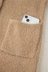 Plush V Neck Button Front Long Sleeve Pocketed Cardigan