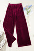 Plush Velour High Waisted Wide Leg Drawstring Pants