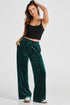 Plush Velour High Waisted Wide Leg Drawstring Pants