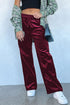 Plush Velour High Waisted Wide Leg Drawstring Pants