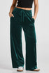 Plush Velour High Waisted Wide Leg Drawstring Pants