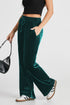 Plush Velour High Waisted Wide Leg Drawstring Pants