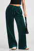 Plush Velour High Waisted Wide Leg Drawstring Pants