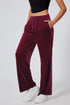 Plush Velour High Waisted Wide Leg Drawstring Pants