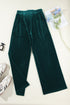 Plush Velour High Waisted Wide Leg Drawstring Pants