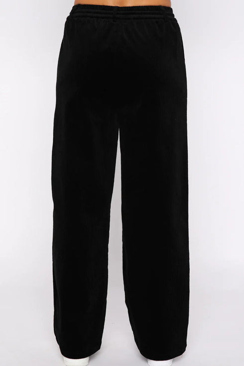 Plush Velour High Waisted Wide Leg Drawstring Pants