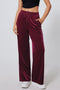 Plush Velour High Waisted Wide Leg Drawstring Pants