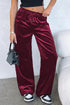 Plush Velour High Waisted Wide Leg Drawstring Pants