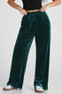 Plush Velour High Waisted Wide Leg Drawstring Pants