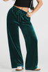 Plush Velour High Waisted Wide Leg Drawstring Pants