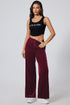 Plush Velour High Waisted Wide Leg Drawstring Pants