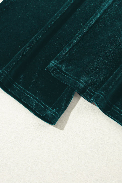 Plush Velour High Waisted Wide Leg Drawstring Pants