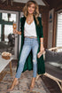Plush Velvet Shawl Collar Open Front Duster Cardigan