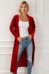 Plush Velvet Shawl Collar Open Front Duster Cardigan