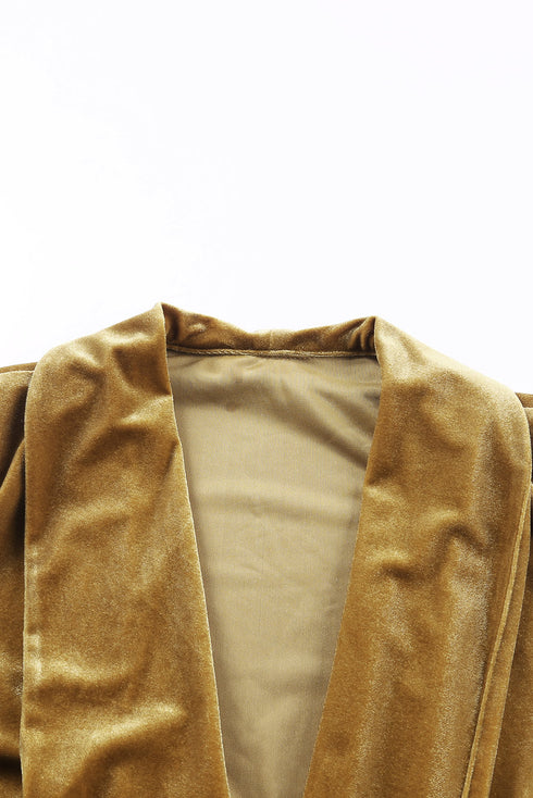 Plush Velvet Shawl Collar Open Front Duster Cardigan