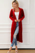 Plush Velvet Shawl Collar Open Front Duster Cardigan