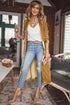 Plush Velvet Shawl Collar Open Front Duster Cardigan