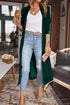 Plush Velvet Shawl Collar Open Front Duster Cardigan