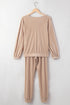 Plush Velvet Zipped Top And Jogger Pant Set
