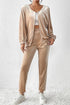 Plush Velvet Zipped Top And Jogger Pant Set