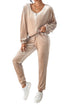 Plush Velvet Zipped Top And Jogger Pant Set