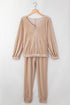 Plush Velvet Zipped Top And Jogger Pant Set