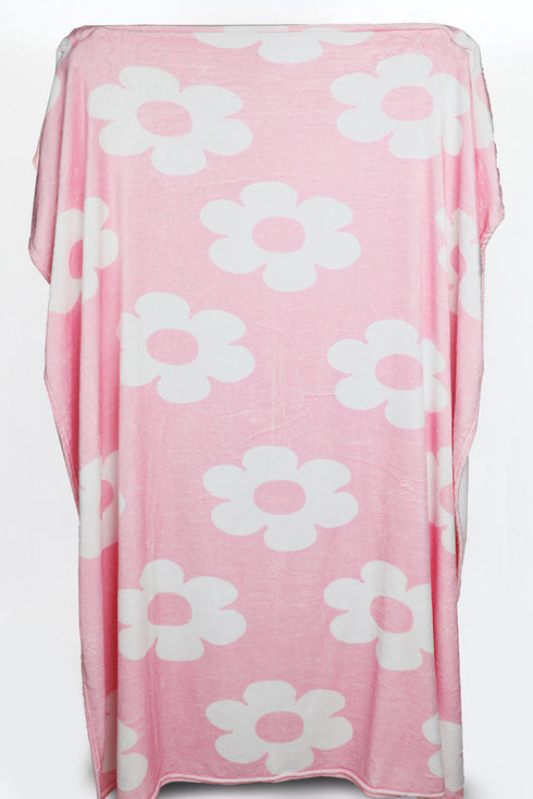 Plush Vintage Floral Print Square Flannel Blanket