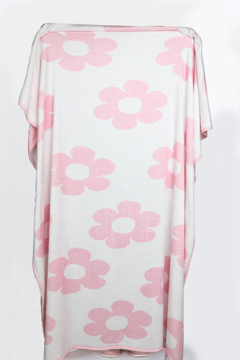 Plush Vintage Floral Print Square Flannel Blanket