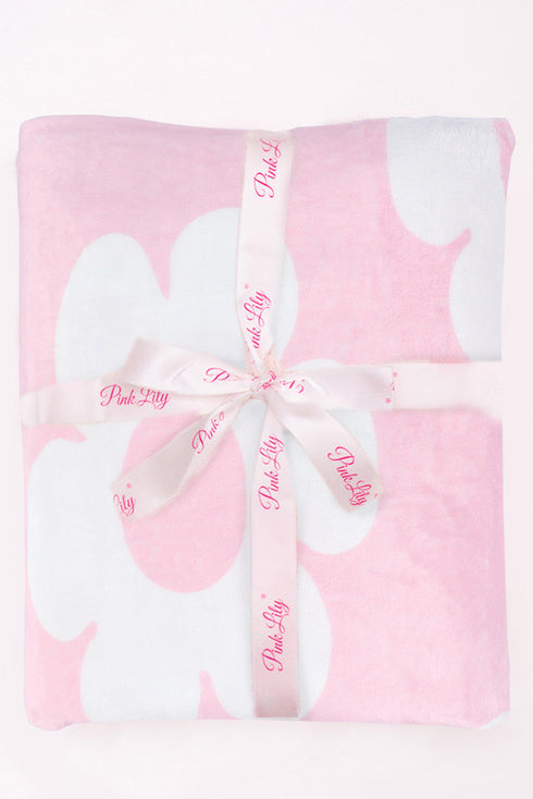 Plush Vintage Floral Print Square Flannel Blanket