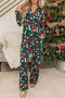 Pocket Detail Collared Long Sleeve Printed Lounge Set