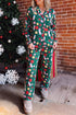 Pocket Detail Collared Long Sleeve Printed Lounge Set