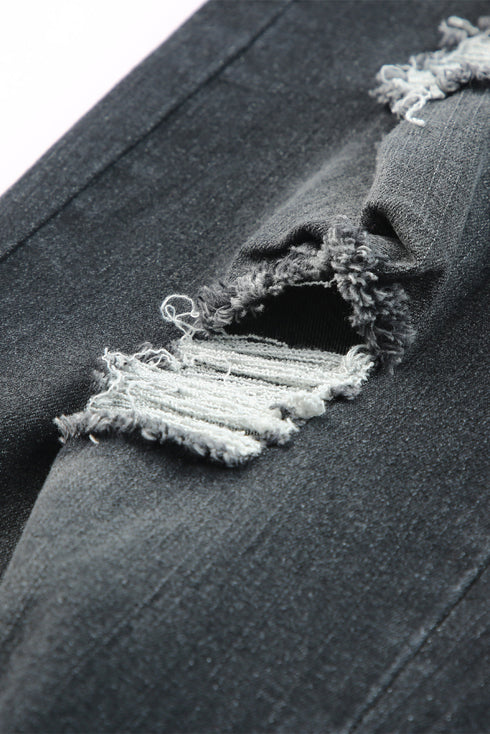 Pocketed Distressed Denim Jean