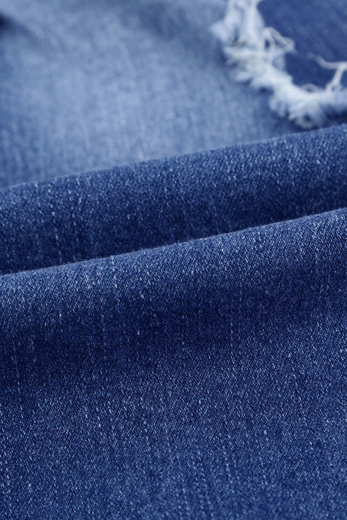 Pocketed Distressed Denim Jean