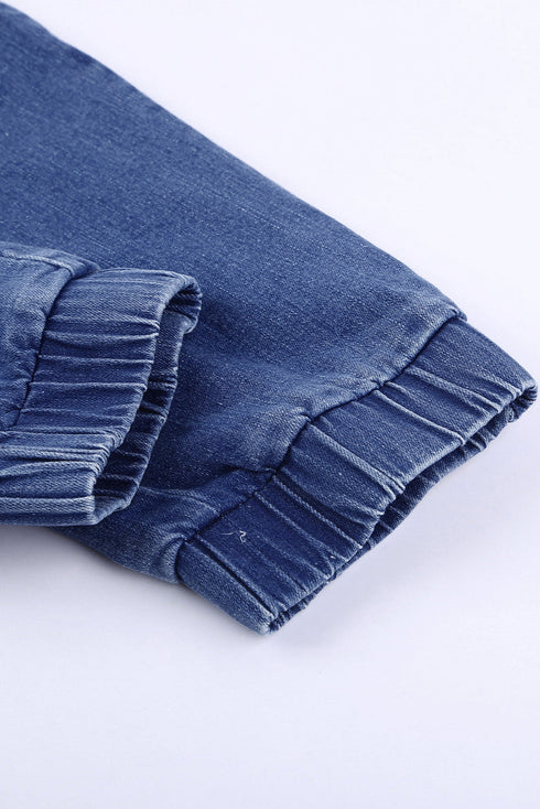 Pocketed Distressed Denim Jean